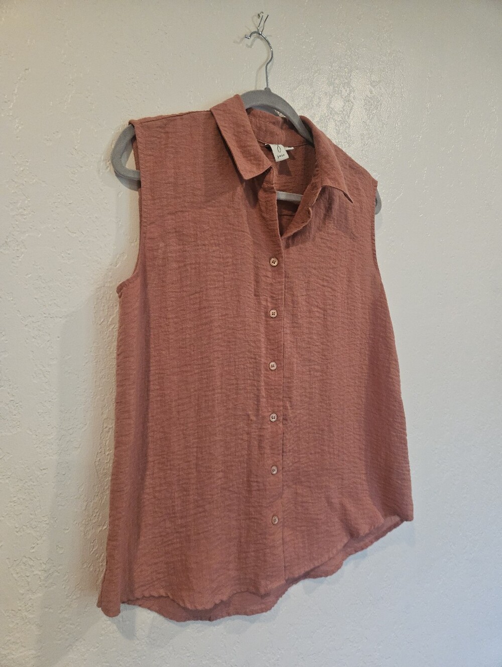 Joie Terracotta Sleeveless Button Down Blouse Women's M Rayon Blend 1266521